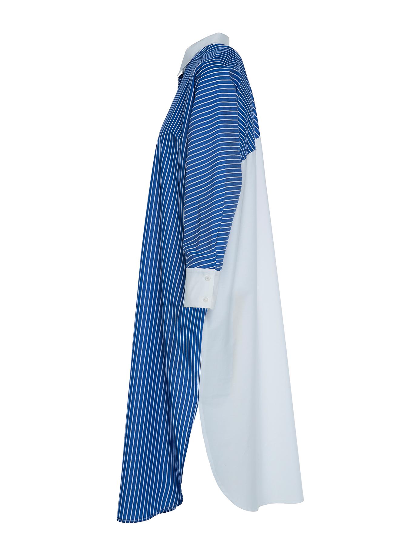 Σκούρο Μπλε-Λευκό ασύμμετρο Φόρεμα με ρίγες Milla - 6