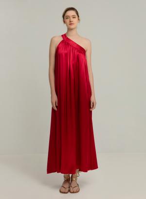 Cherry silky touch Dress with one shoulder Archaic Kori - 40217