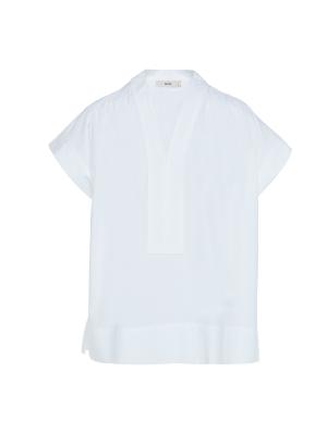 Λευκή Μπλούζα ποπλίνα με κοντά μανίκια Milla - 30053