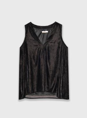 Anthracite sleeveless velvet Top with V neckline Milla - 36790