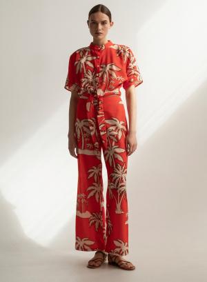 Palm trees linen trousers - 19823