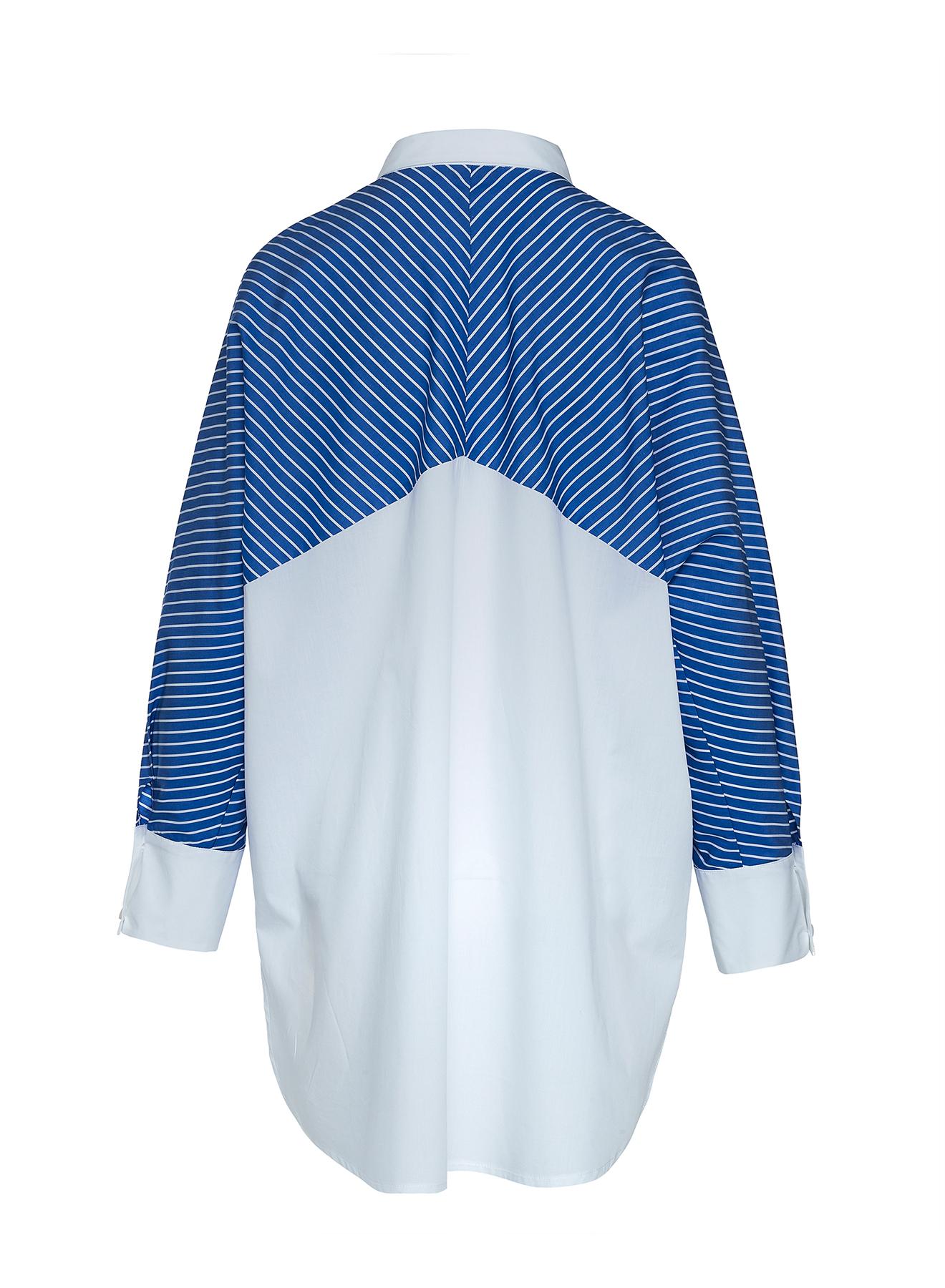 Dark Blue-White asymmetrical Shirt with stripes Milla - 2