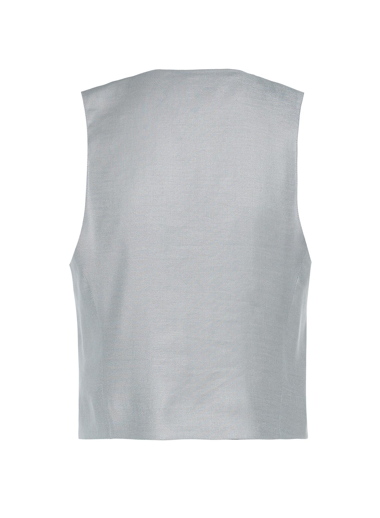 Light Grey Vest with V neckline and buttons Milla - 5