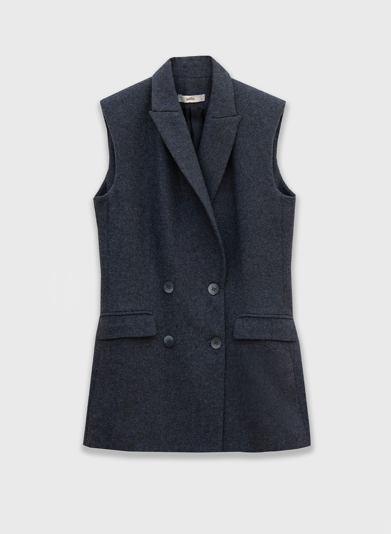 Grey long double breasted Vest with lapels Milla - 3