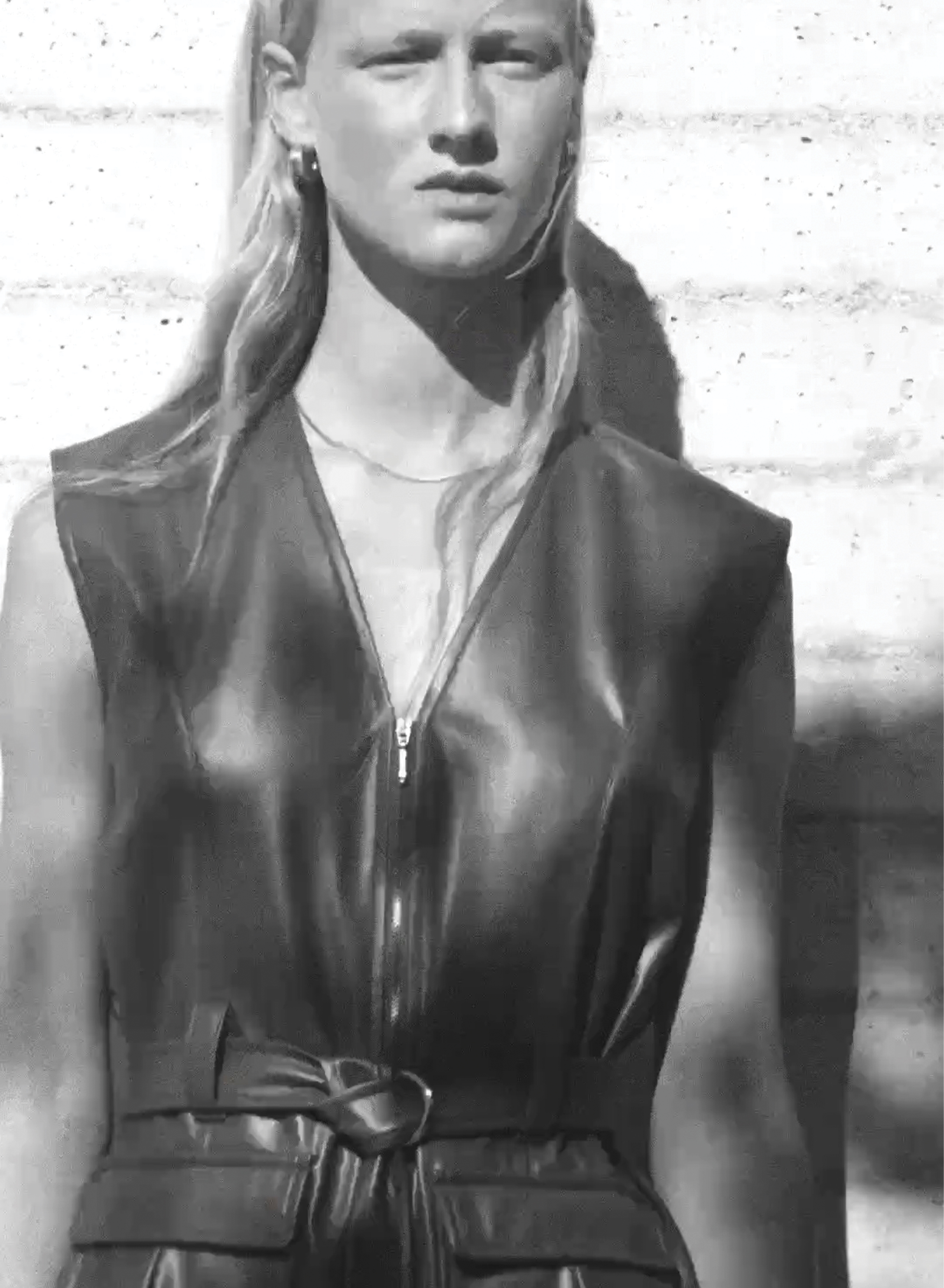 Chocolate eco leather Vest with belt and with patch pockets Milla - 3