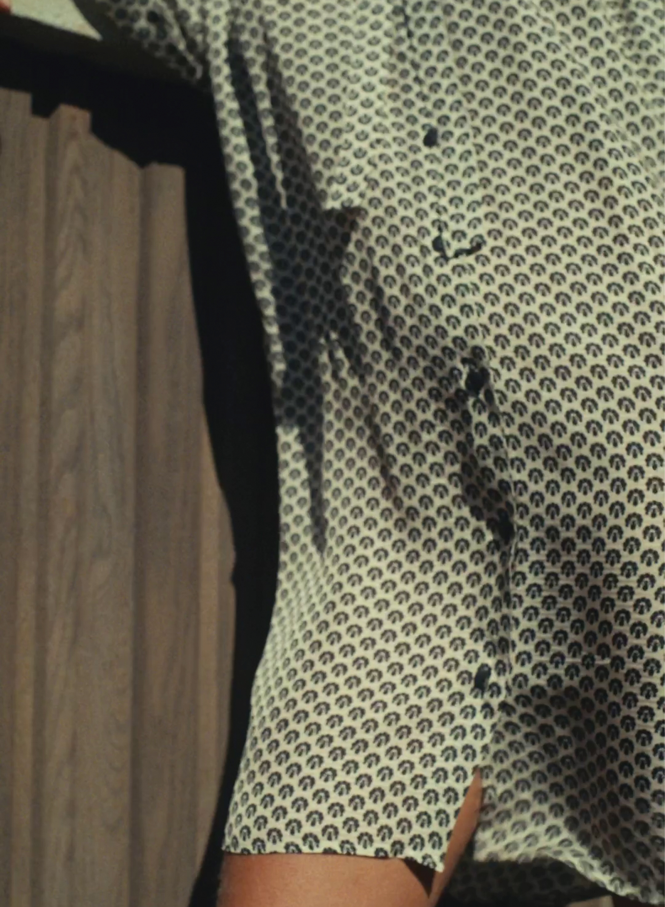 Ecru-Black chemisier printed Dress with long sleeves and with belt Milla - 2