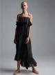 Black Dress with straps and with ruffles "AURA" Devotion Twins - 0