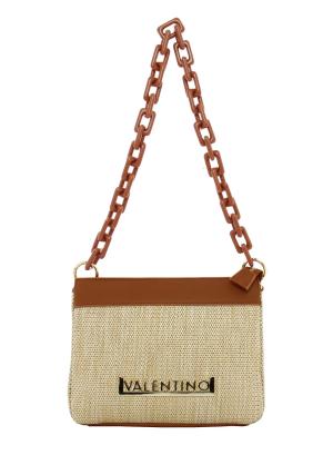 Natural-Ταμπά Τσάντα ώμου-χιαστή, ψάθα με οικολογικό δέρμα Valentino Bags - 32416