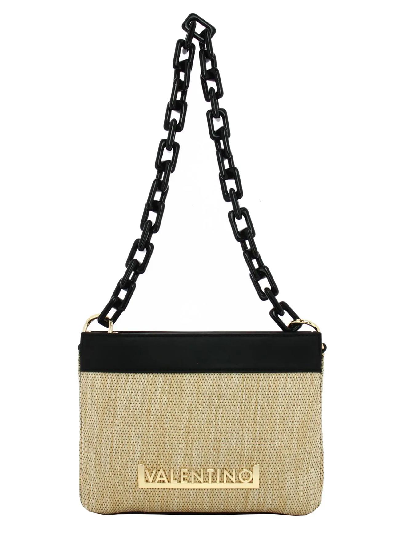 Natural-Black shoulder-crossbody straw Bag with eco leather Valentino Bags - 1