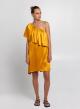 Amber silky touch Dress with one shoulder and ruffles Archaic Kori - 0