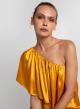 Amber silky touch Dress with one shoulder and ruffles Archaic Kori - 2