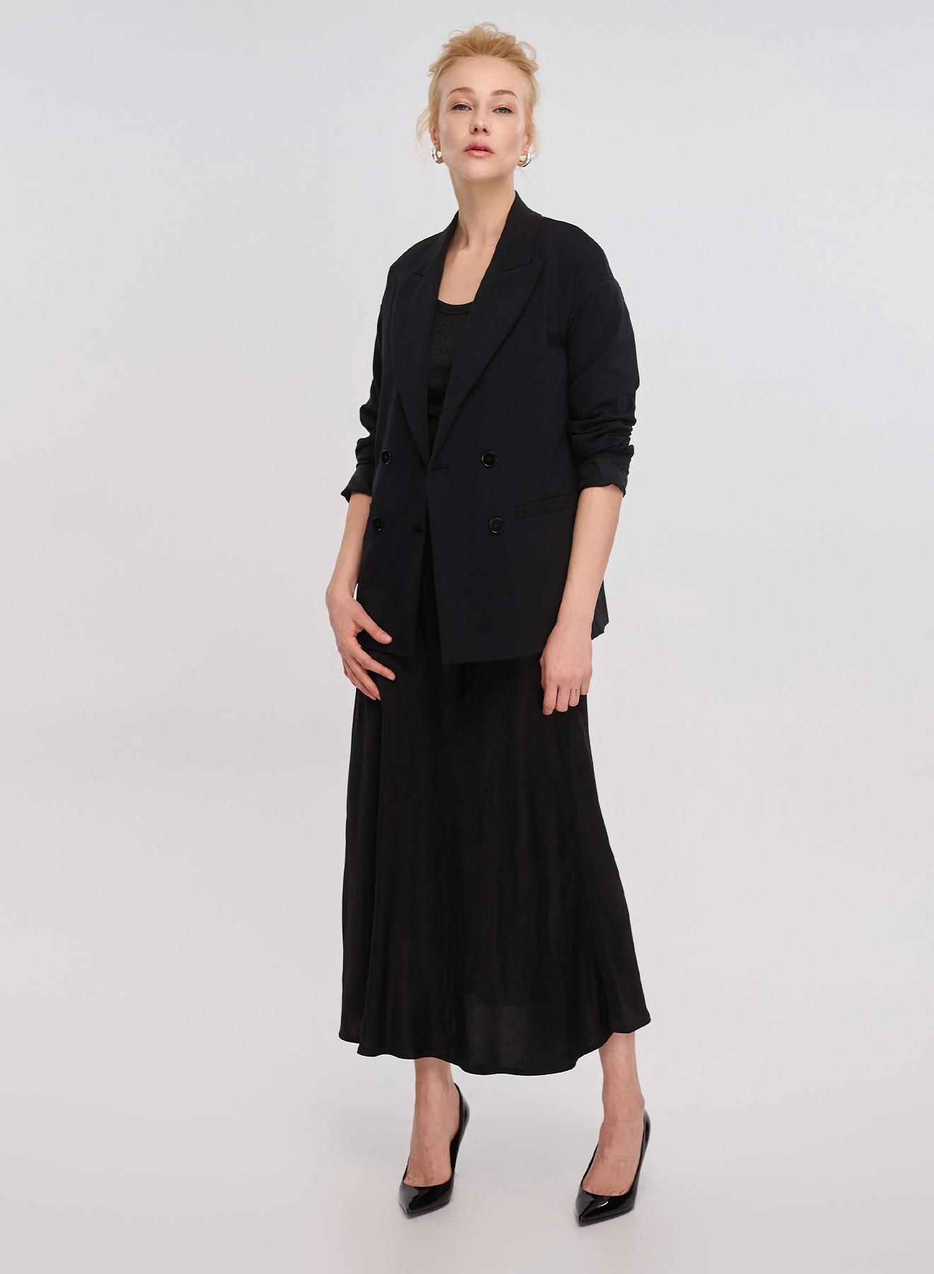 Black silky touch long Skirt Clothe - 3