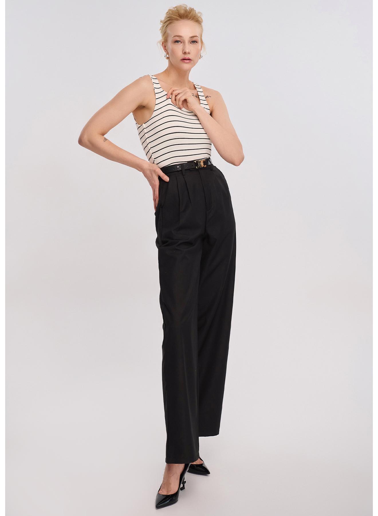 Black wide legs Trousers with pleats My Star - 1