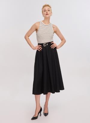 Black pleated Skirt with belt La Liberta - 28958