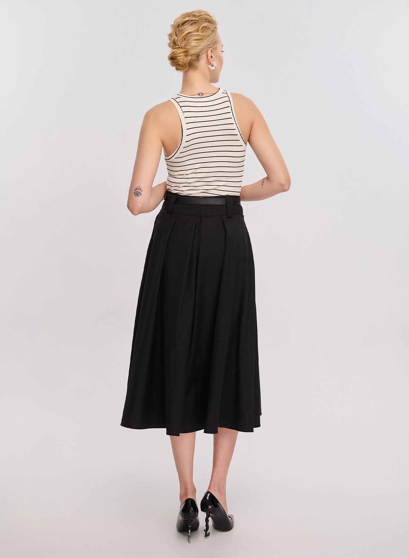 Black pleated Skirt with belt La Liberta - 3