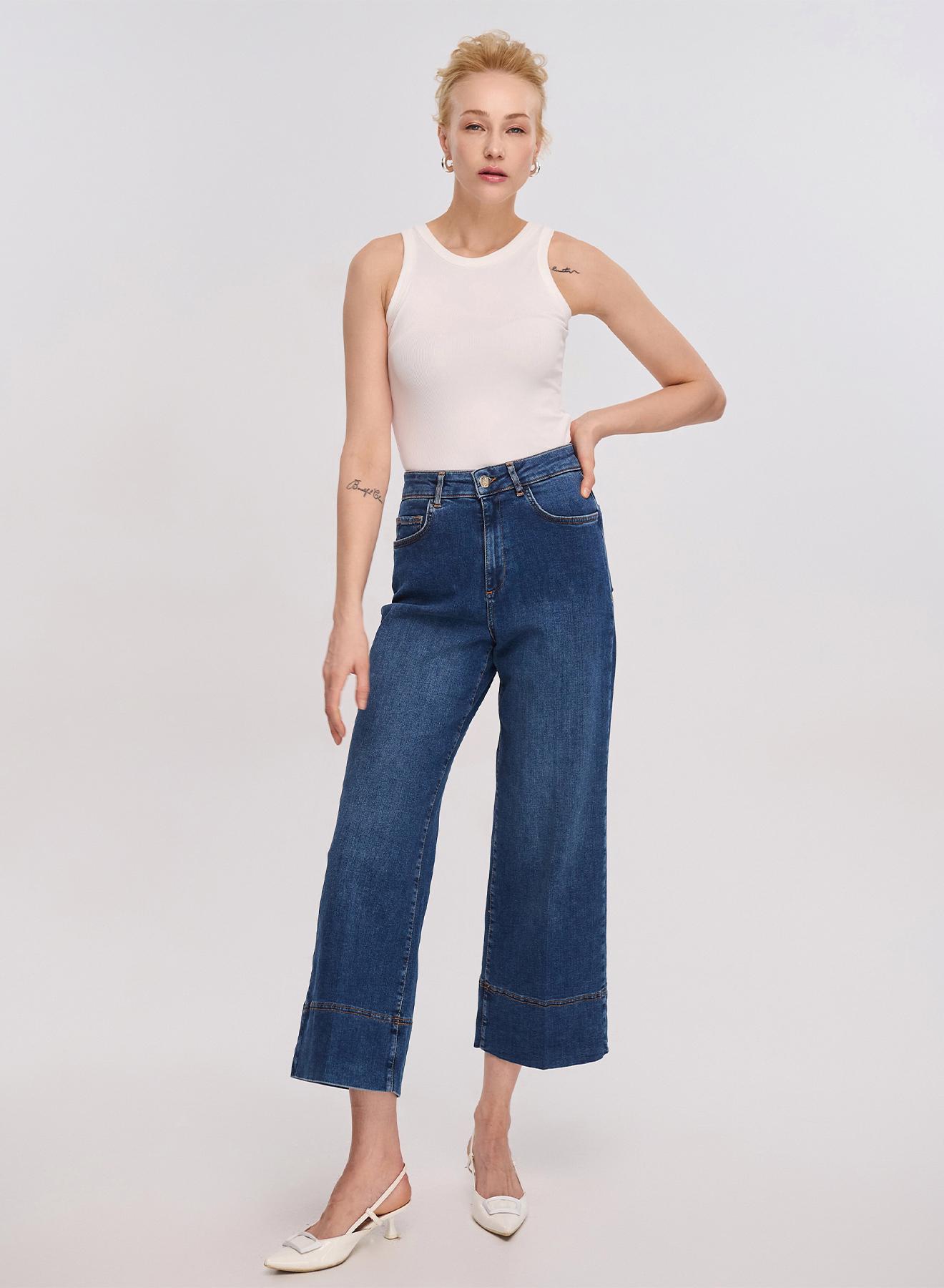 Navy Blue Straight-leg cropped jeans Emme Marella - 1