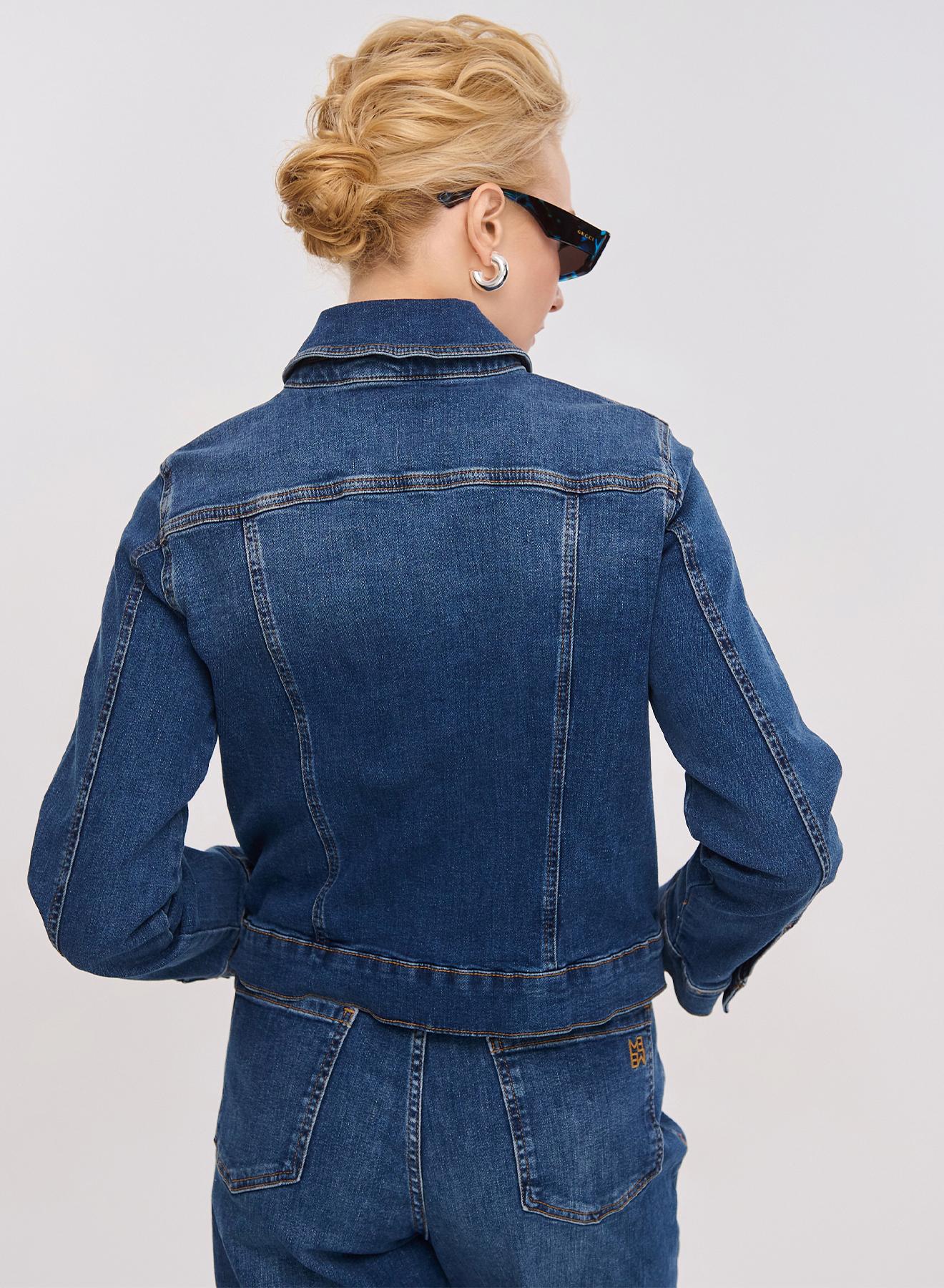 Blue stretch cotton Denim Jacket, straight fit Emme Marella - 5