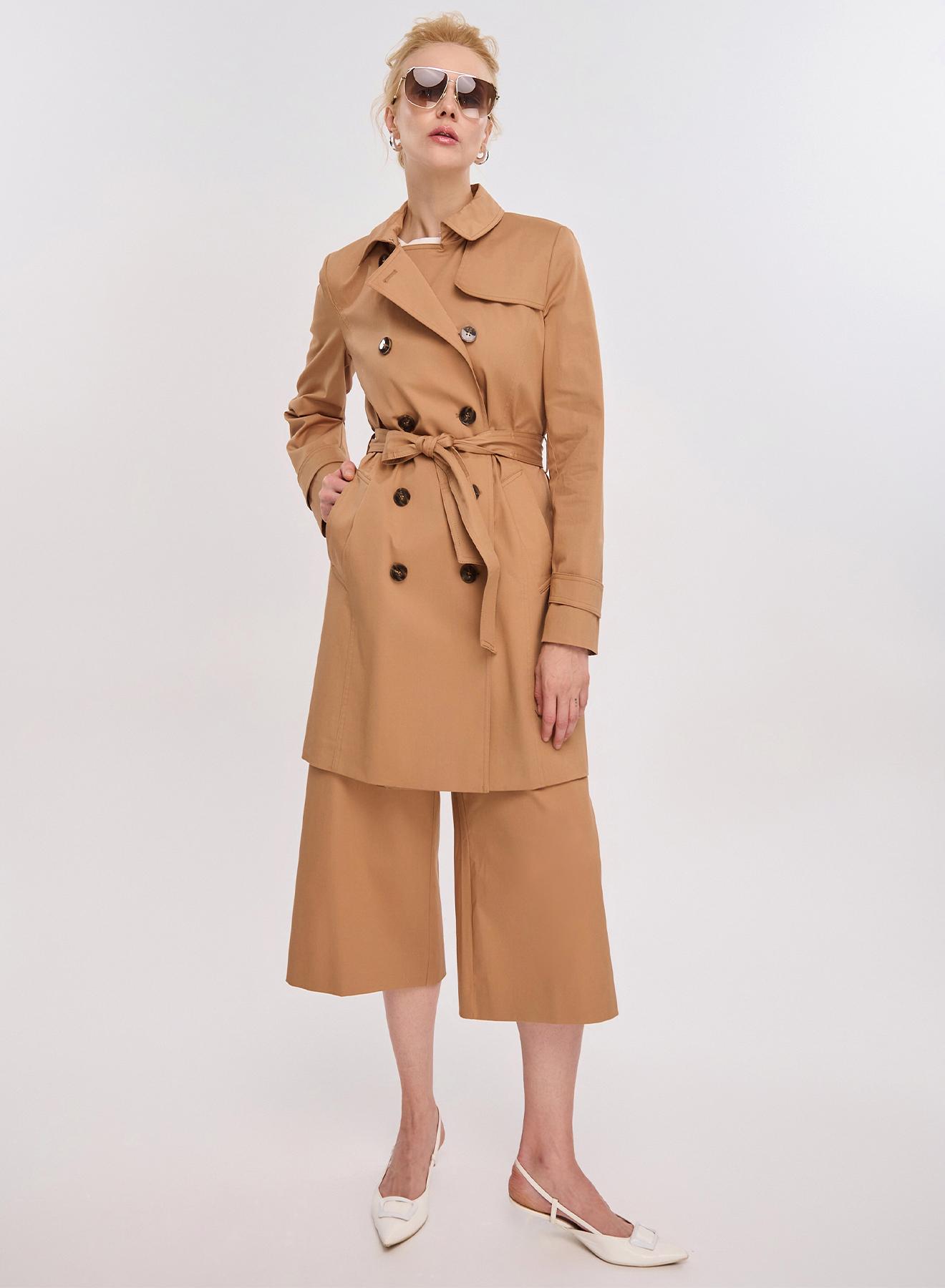 Camel Double-breasted water proof short trench coat Emme Marella - 1