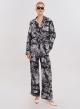 Black/White silky touch Set Jacket-Trousers with print Lara  - 1