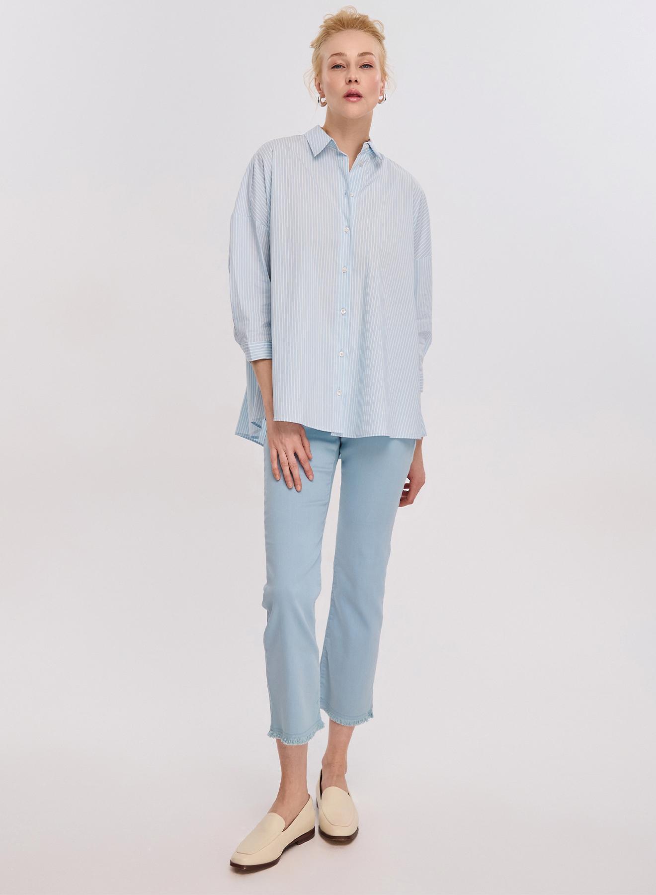 Light Blue/White striped Shirt with three quarters sleeves Emme Marella - 4