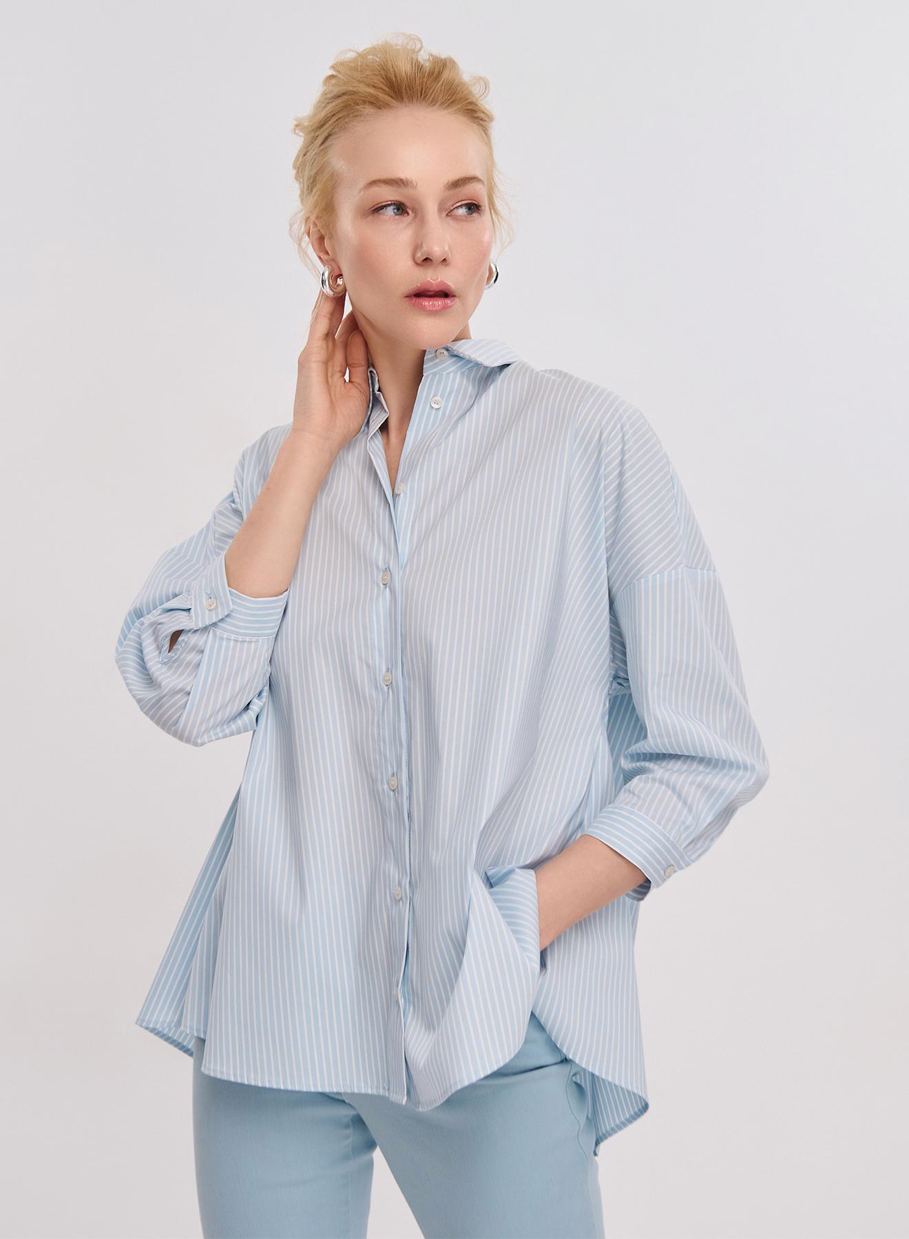 Light Blue/White striped Shirt with three quarters sleeves Emme Marella - 1