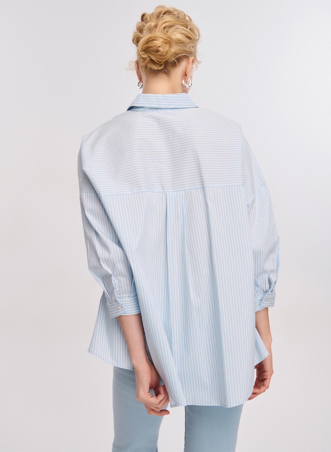 Light Blue/White striped Shirt with three quarters sleeves Emme Marella - 2