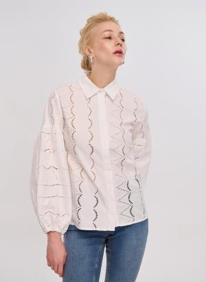 White cotton embroidery cut Shirt Lara - 29219