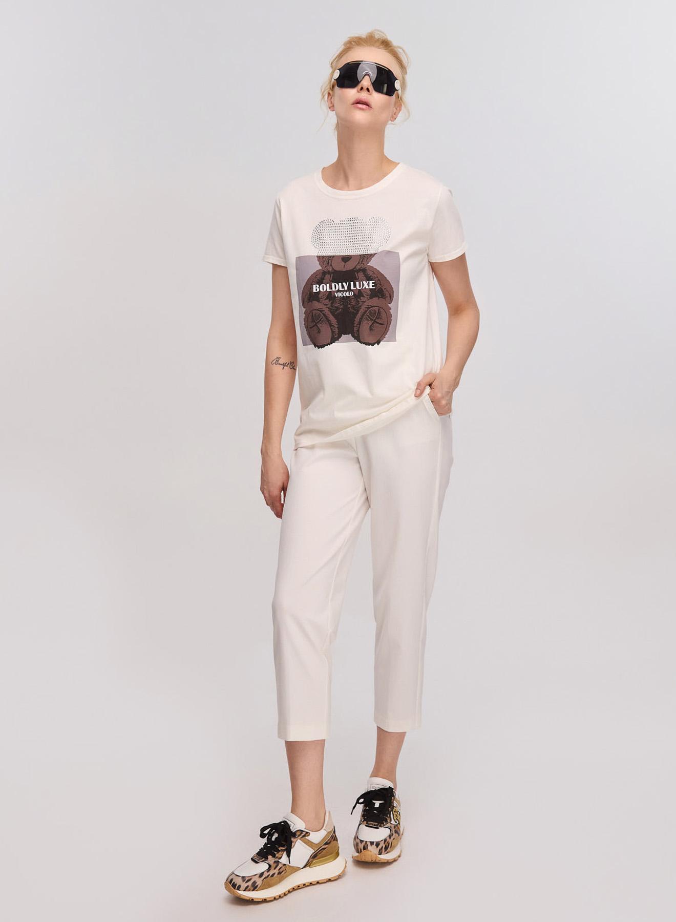White T-shirt with print and rhinestones Vicolo - 2