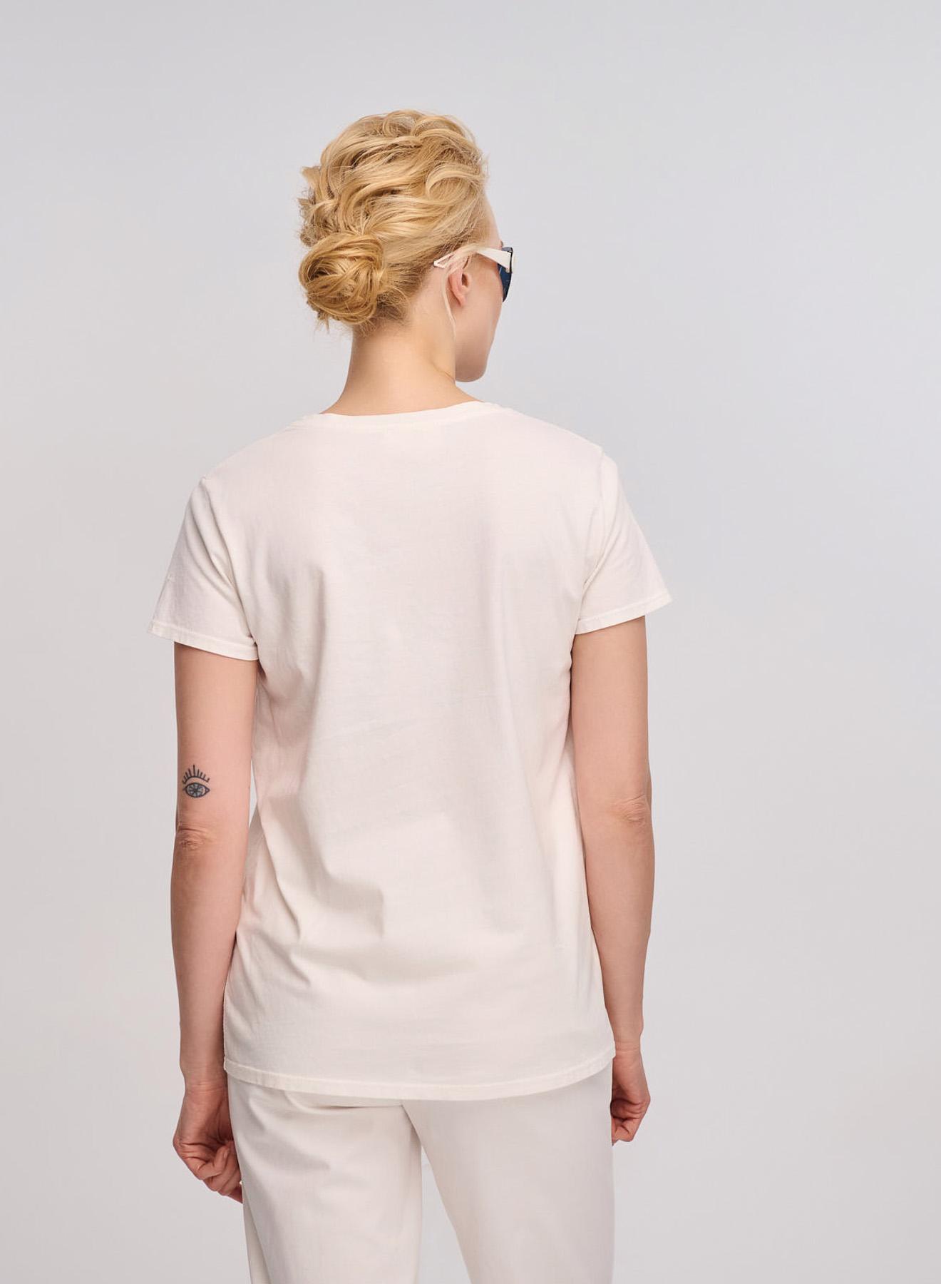 White T-shirt with print and rhinestones Vicolo - 4