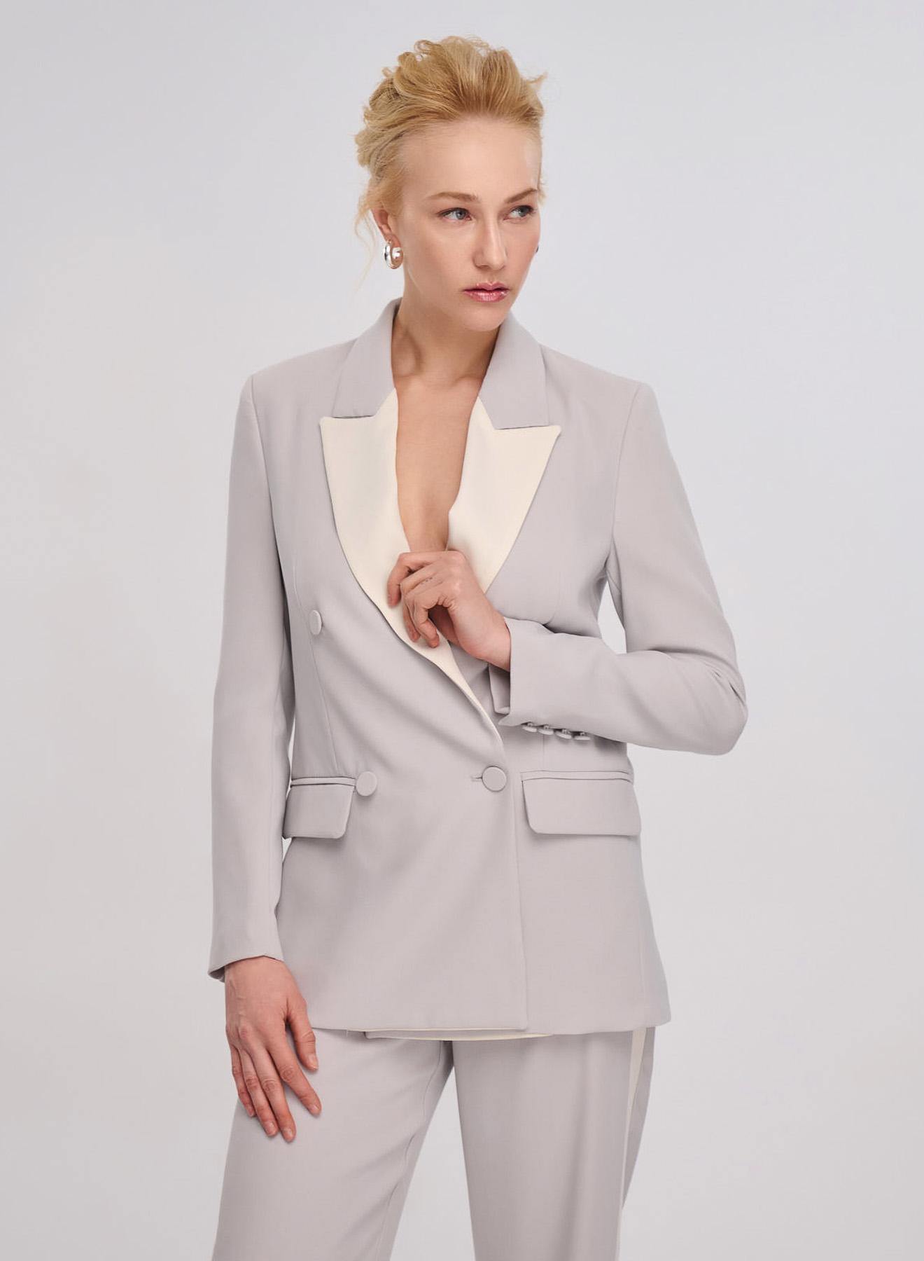 Light Grey/White two tone double breasted Jacket Vicolo - 1