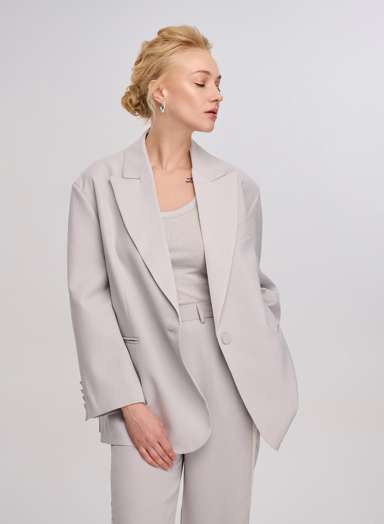 Light Grey oversized Jacket with one button Vicolo - 1