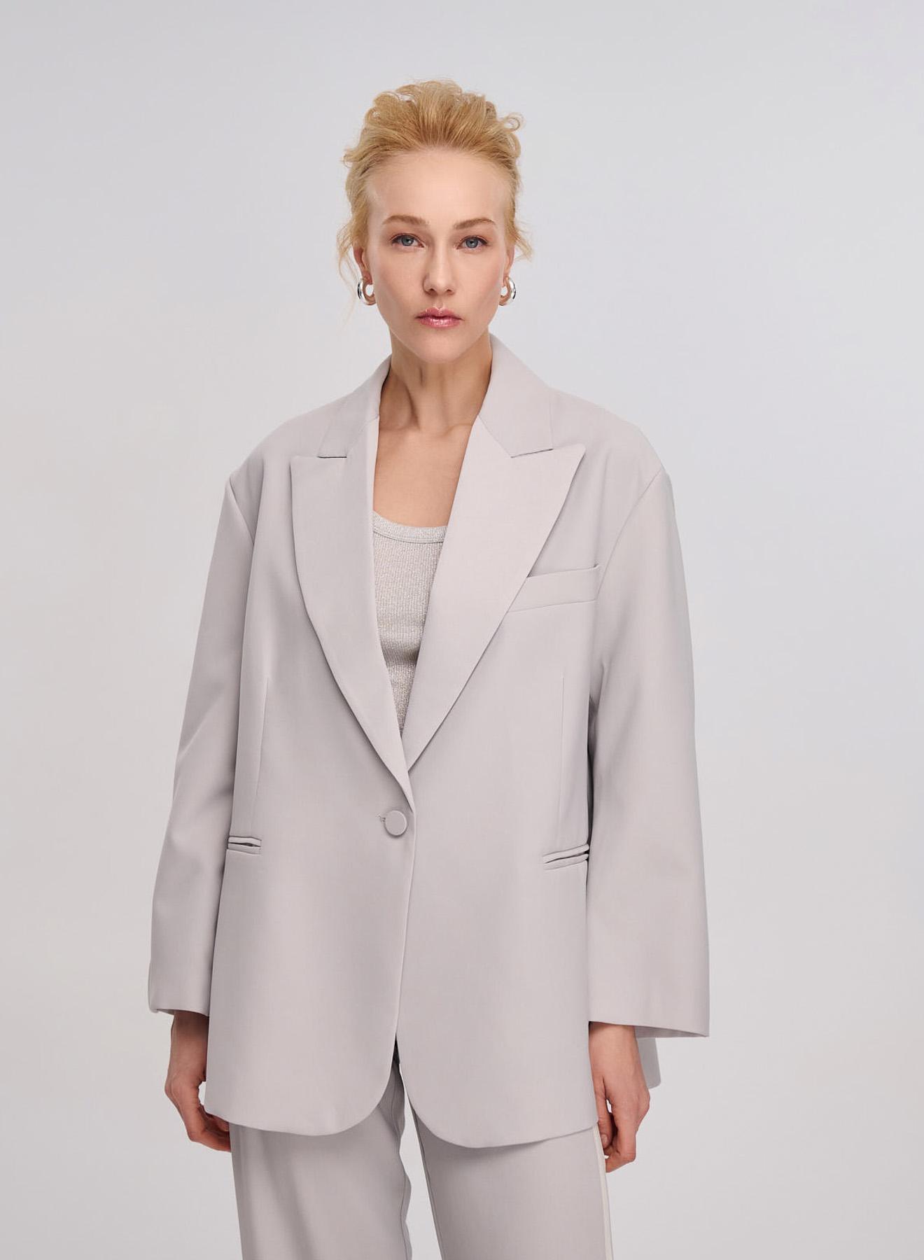 Light Grey oversized Jacket with one button Vicolo - 3