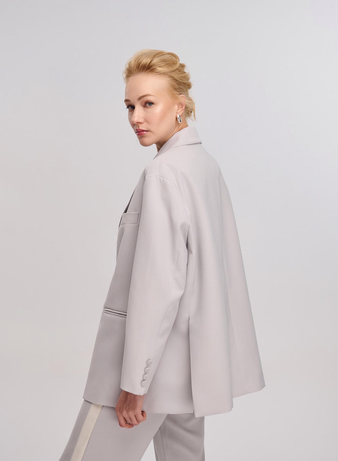 Light Grey oversized Jacket with one button Vicolo - 5