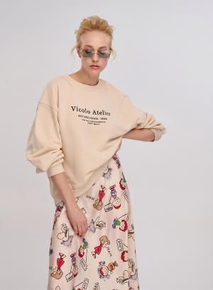 Beige oversized Sweatshirt with embroidered letters Vicolo - 28333