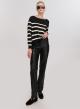 Black /Off White Knitted blouse with stripes La Liberta - 1
