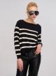 Black /Off White Knitted blouse with stripes La Liberta - 0