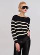 Black /Off White Knitted blouse with stripes La Liberta - 3