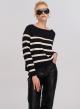 Black /Off White Knitted blouse with stripes La Liberta - 4