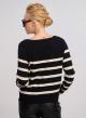 Black /Off White Knitted blouse with stripes La Liberta-5