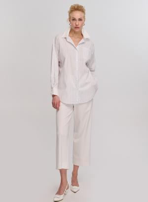 Λευκό/Γαλάζιο oversized ριγέ πουκάμισο Lara - 28512