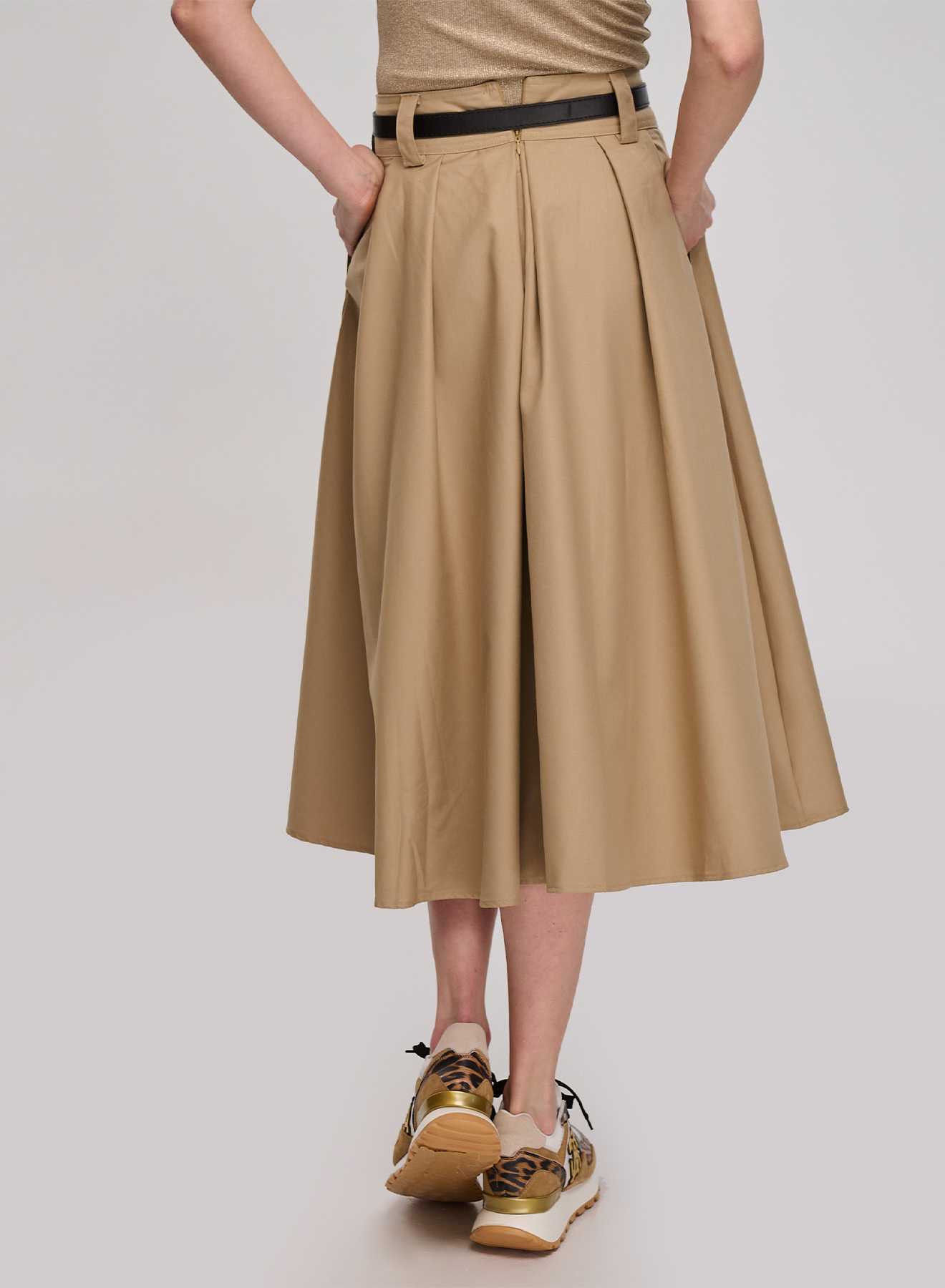 Camel pleated Skirt with Belt La Liberta - 4