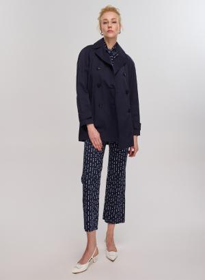 Navy Blue Double-breasted water proof short trench coat Emme Marella - 28643