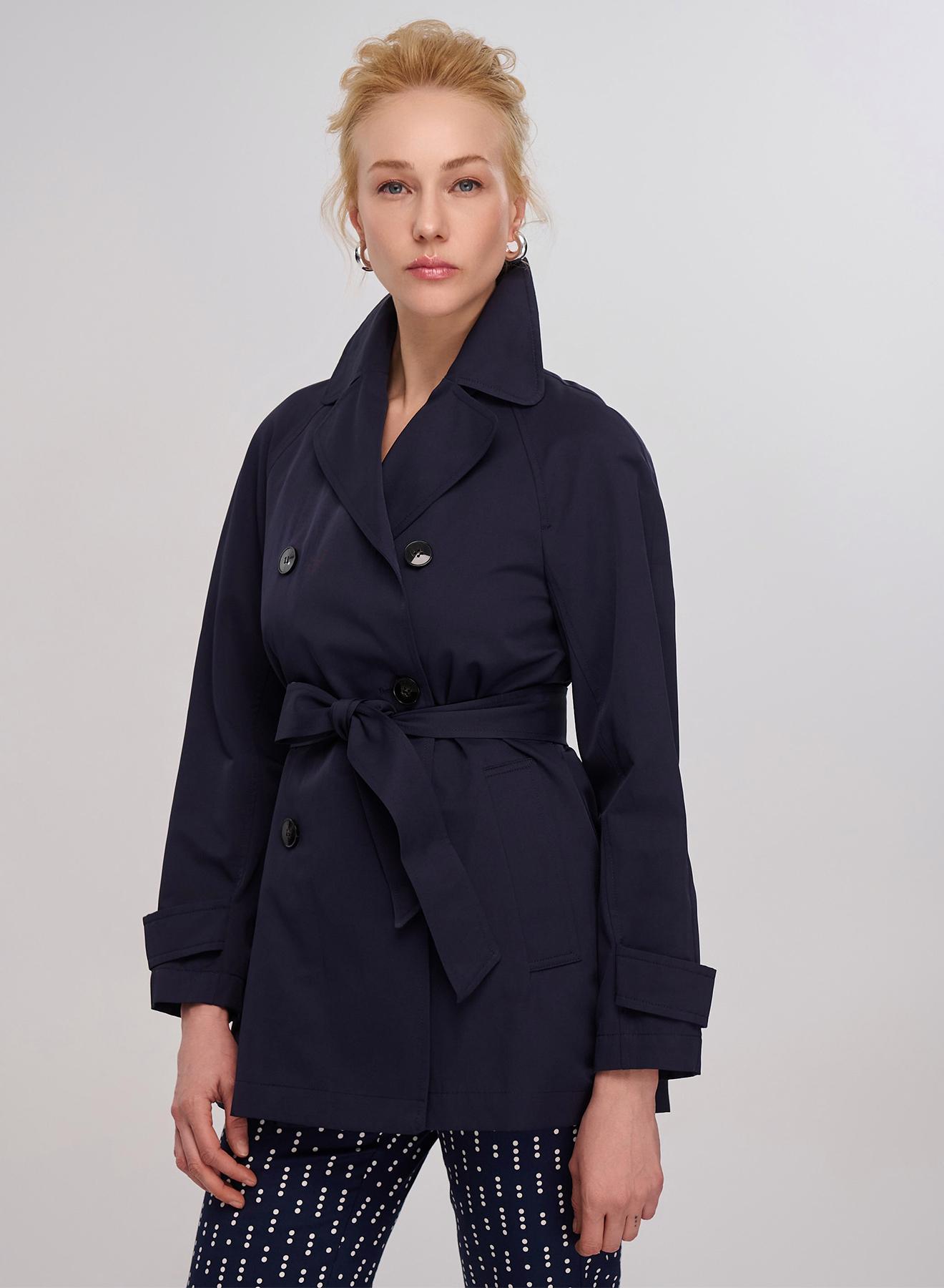 Navy Blue Double-breasted water proof short trench coat Emme Marella - 4