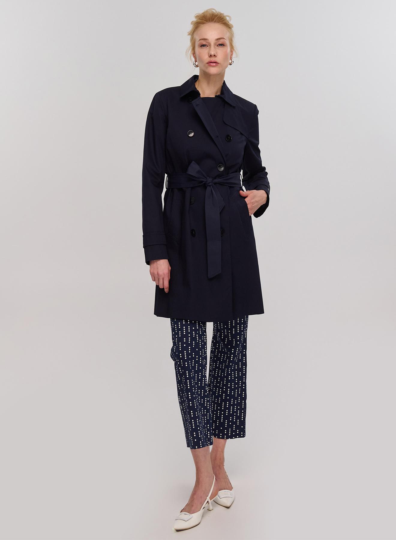 Navy Blue Double-breasted water proof short trench coat Emme Marella - 1