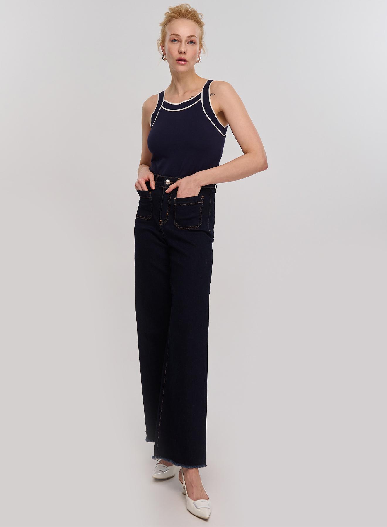 Navy Blue Τζιν Παντελόνι wide legs Emme Marella - 2