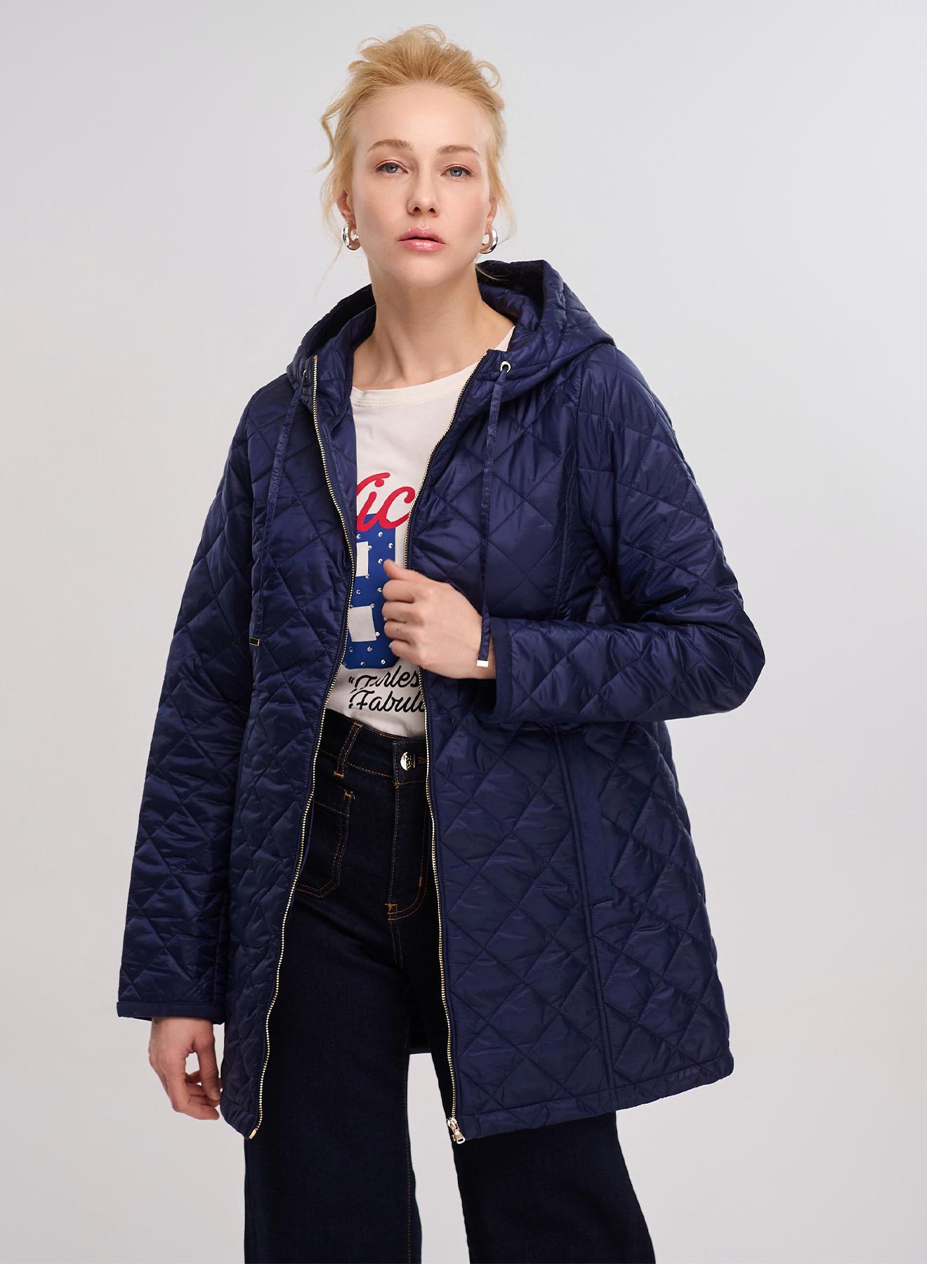 Blue water-repellent padded jacket with hood Emme Marella - 1