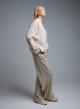 Ecru loose fit Sweater with high neck and turned up sleeves with golden buttons Lara - 2