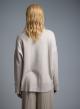 Ecru loose fit Sweater with high neck and turned up sleeves with golden buttons Lara-5