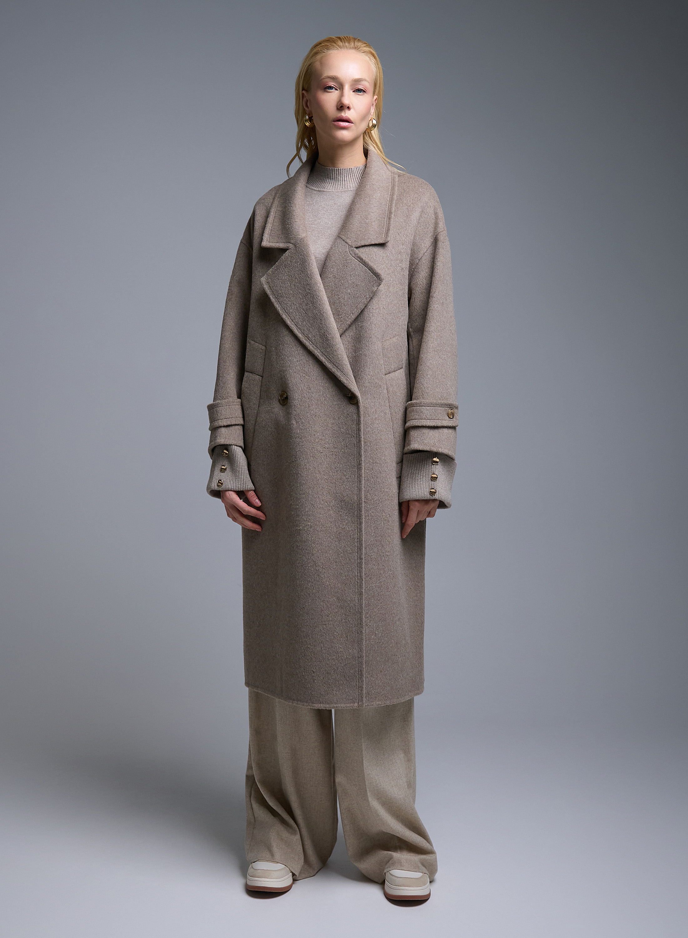 Taupe double breasted Coat Viclolo - 0
