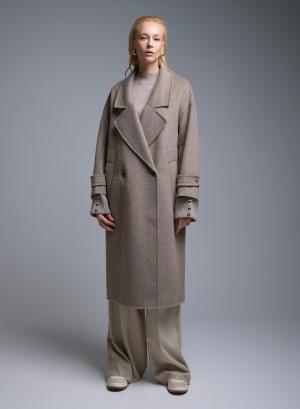 Taupe double breasted Coat Viclolo - 50850